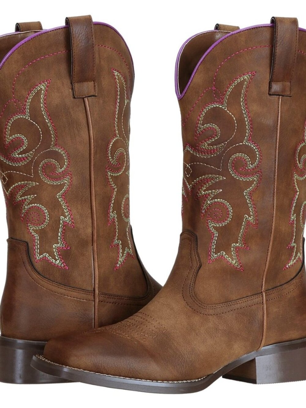 Ladies Western Square Toe Cowboy Boots For Women Wide Calf Cowgirl Boots